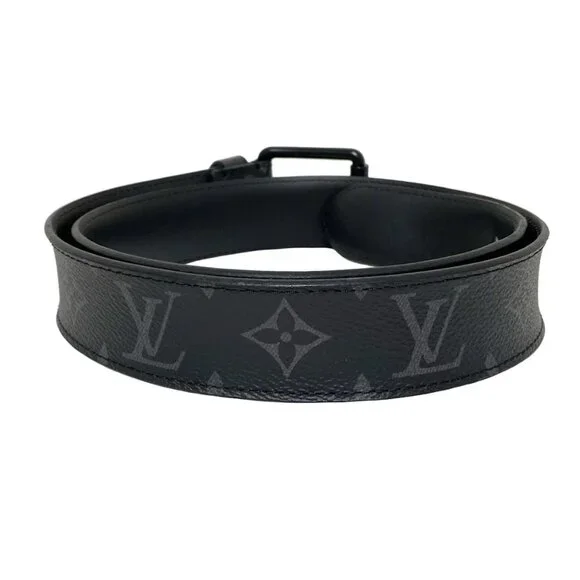 Authentic LOUIS VUITTON Black Monogram Eclipse Belt br438-122525 LV Optic 40mm Reversible Belt Monogram Eclipse Canvas - Men  main image 3
